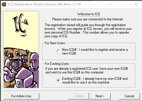 ICQ signon menu