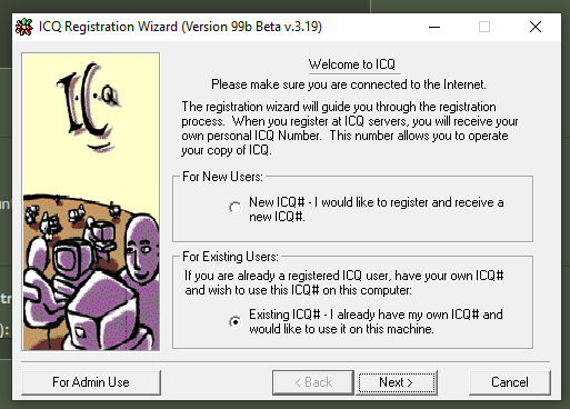 ICQ login page setup button